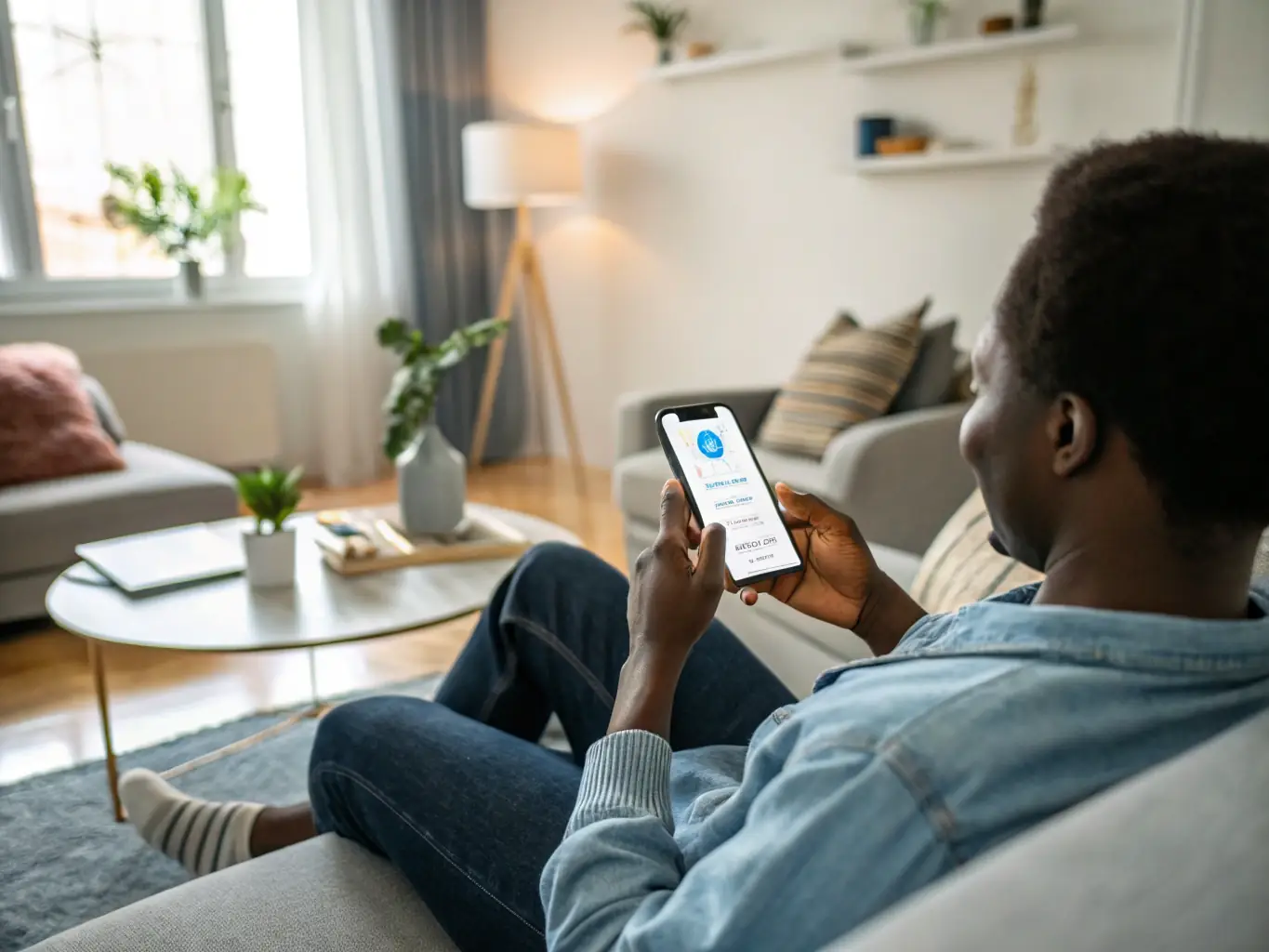 A person reviewing their savings account balance on the Grasshopper Bank mobile app, highlighting the ease of tracking savings progress.